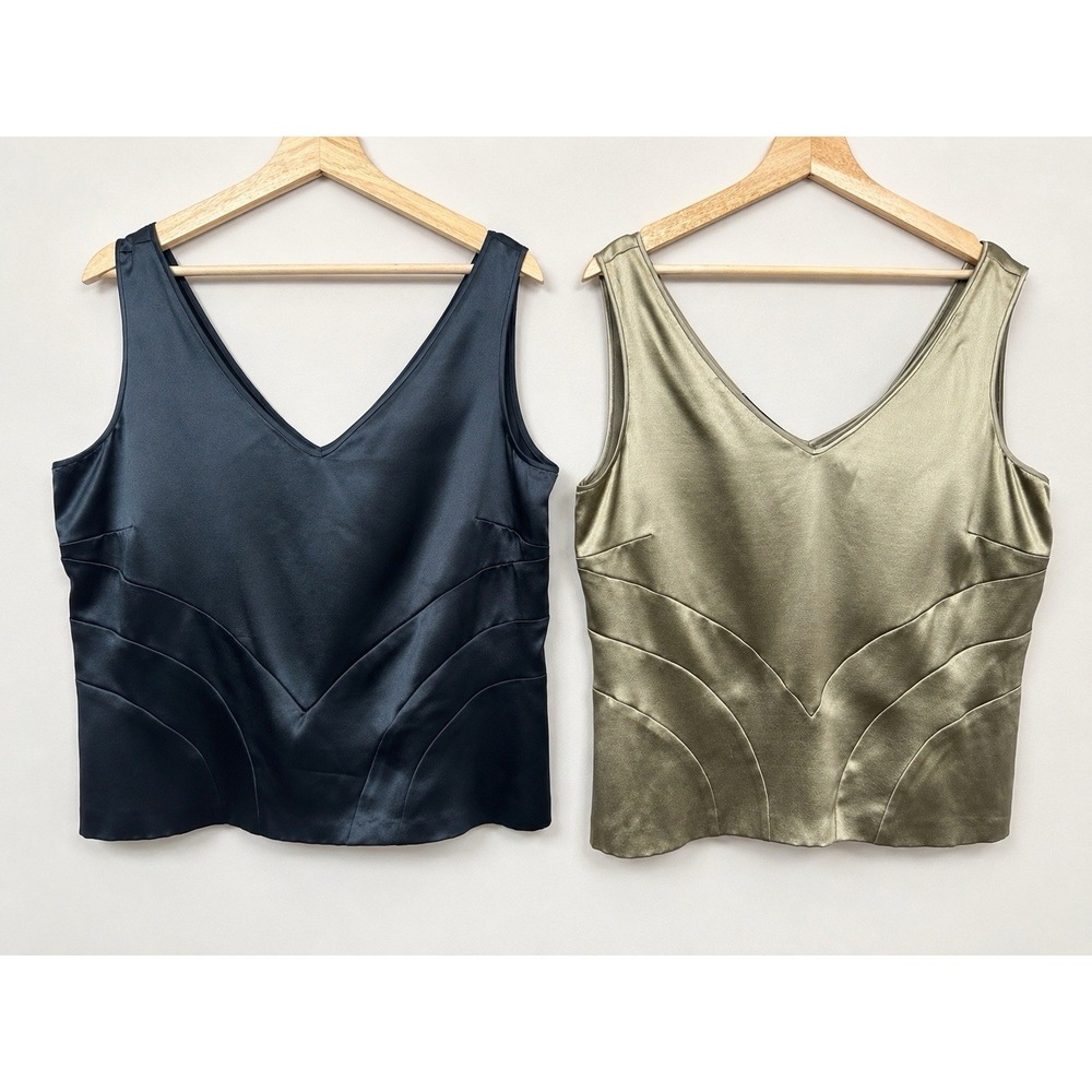 Jones New York Y2K 100% Silk Sleeveless Shell Tank Tops Lot Women's 14 Luxury
